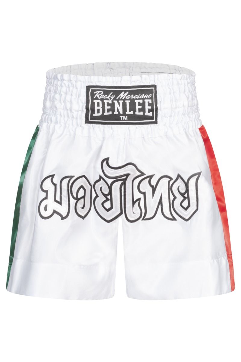 Ben Lee pantaloni scurți de muay thai pentru bărbați Goldy, albi