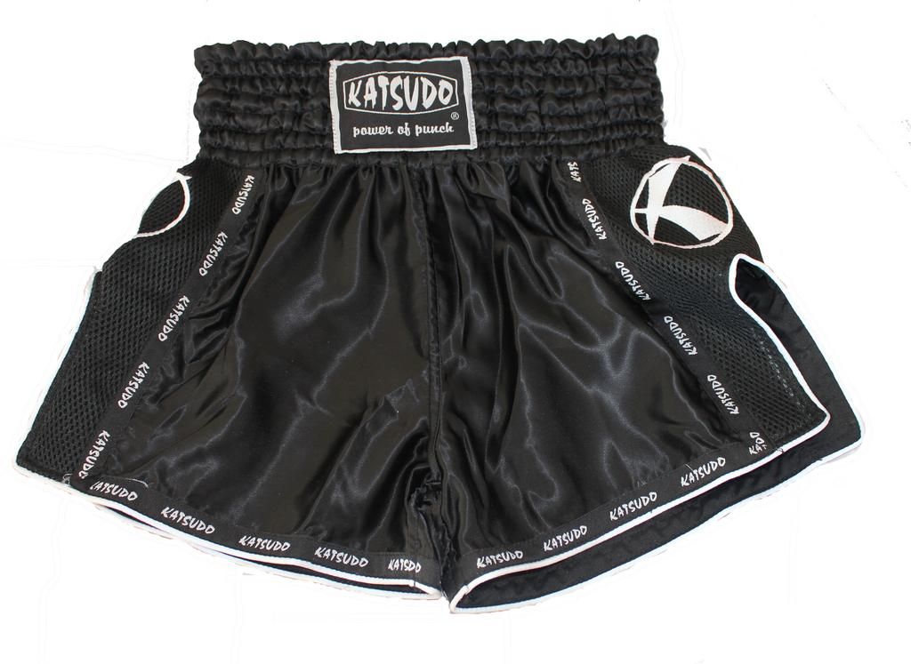 Katsudo pantaloni scurți de muay thai Huricane, negri