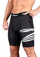 Zebra pantaloni scurți de compresie, negri