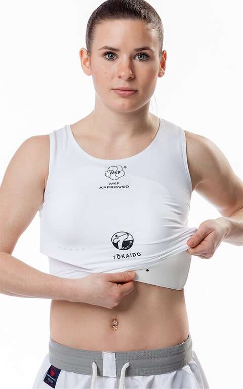 Tokaido set maiou cu protecție pentru piept WKF, alb