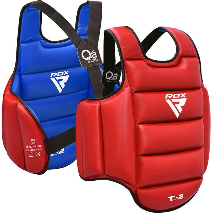 RDX protecție de piept reversibilă pentru karate, roșu-albastru
