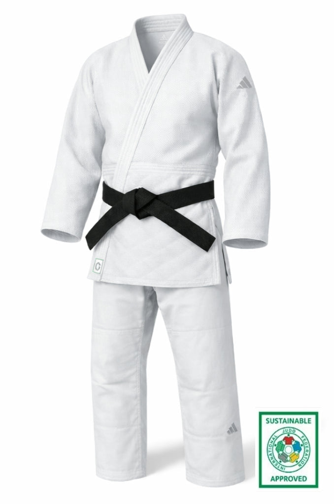 Adidas kimono JU Champion III IJF Regular fit 750g cu logo, alb