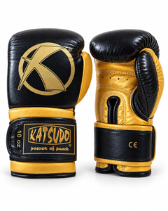 Katsudo mănuși de box Fight, negru-auriu
