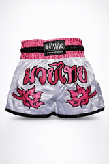 Katsudo pantaloni scurți de muay thai pentru damă Sabrina, alb-roz