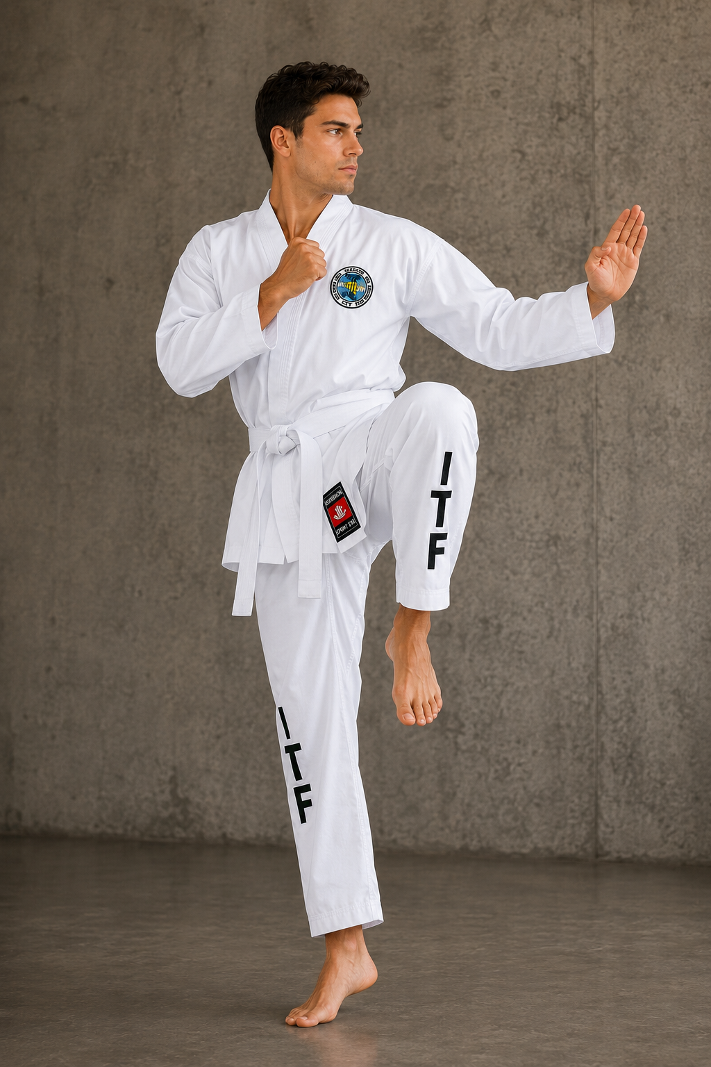Katsudo kimono de taekwondo ITF BA 220g, alb