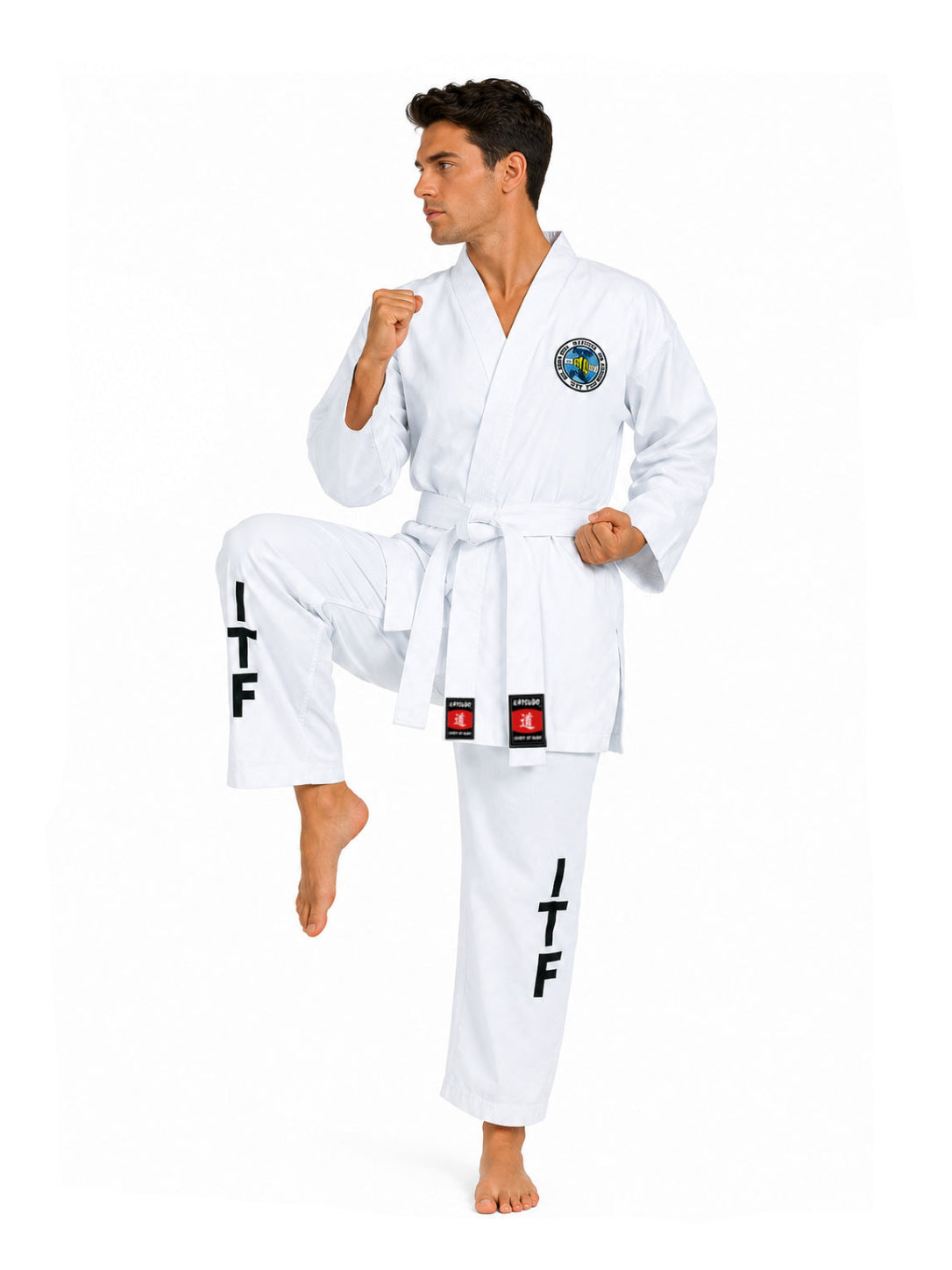 Katsudo kimono de taekwondo ITF BA 220g, alb
