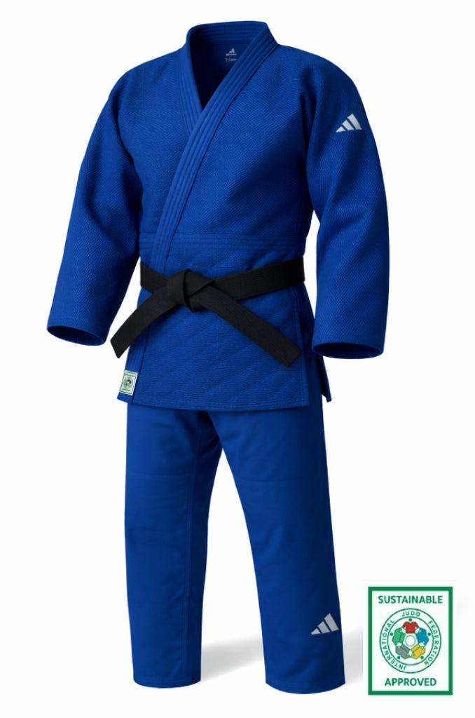 Adidas kimono JU Champion III IJF Regular fit 750g cu logo, albastru