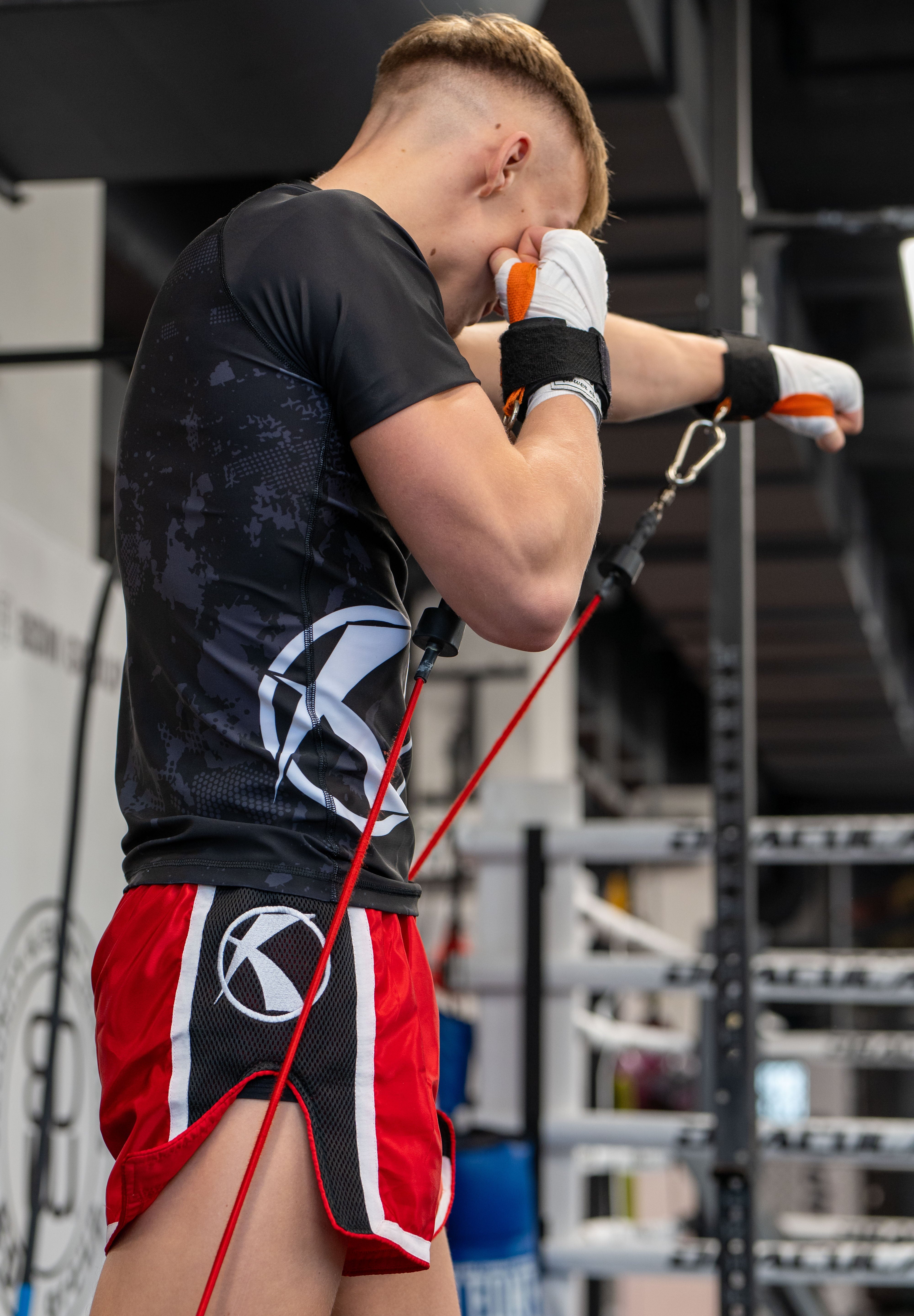 Katsudo pantaloni scurți de muay thai Huricane, roșii