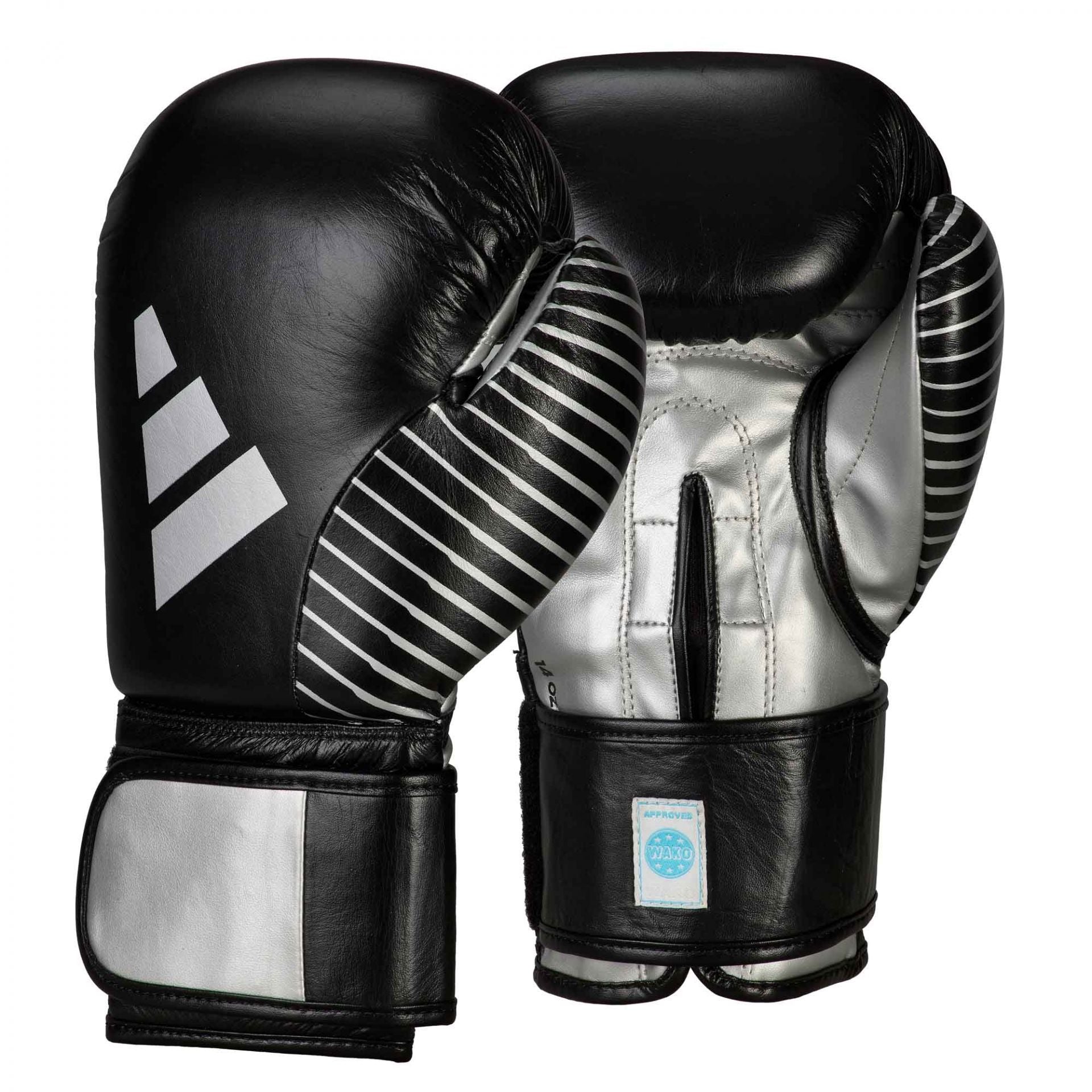 Adidas mănuși de competiție de kickbox, negru-argintiu