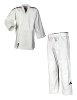 Adidas kimono JU cu dungi de reprezentativă IJF Champion III 730g, alb
