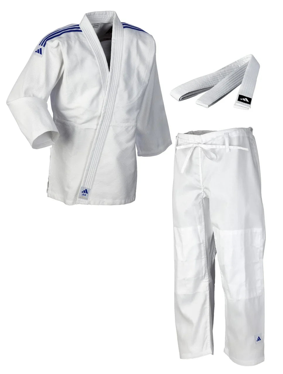 Adidas kimono JU cu dungi albastre Club 350g, alb