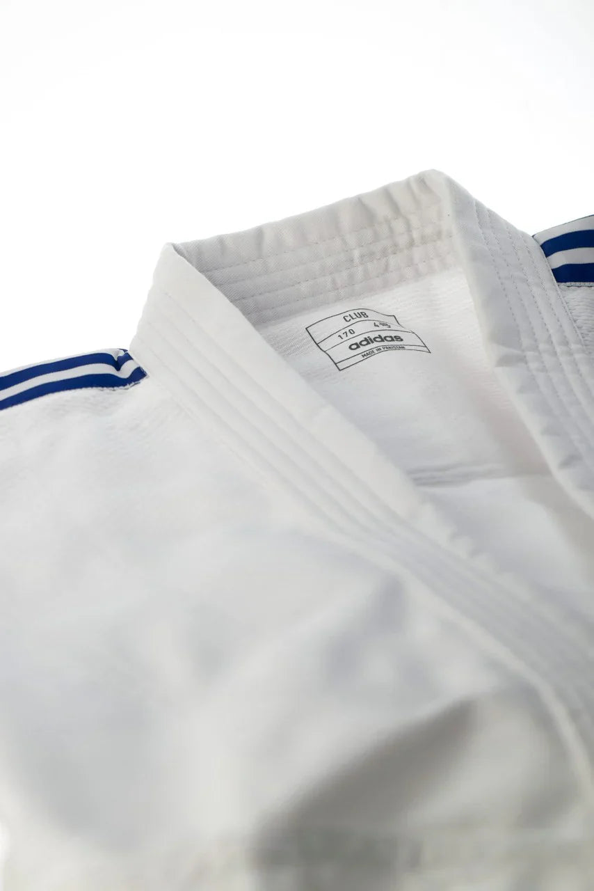 Adidas kimono JU cu dungi albastre Club 350g, alb