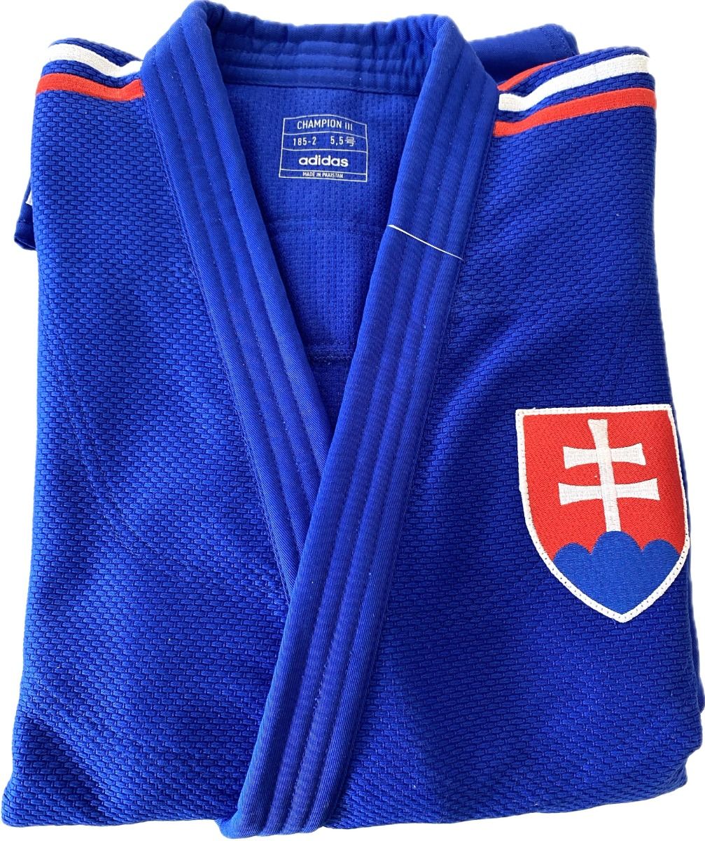 Adidas kimono JU Champion III SVK Slim fit 750g, albastru