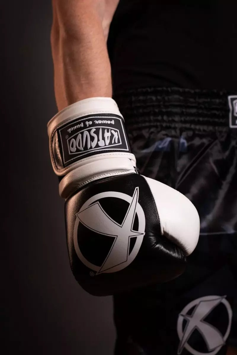 Katsudo mănuși de box Fight, alb-negru