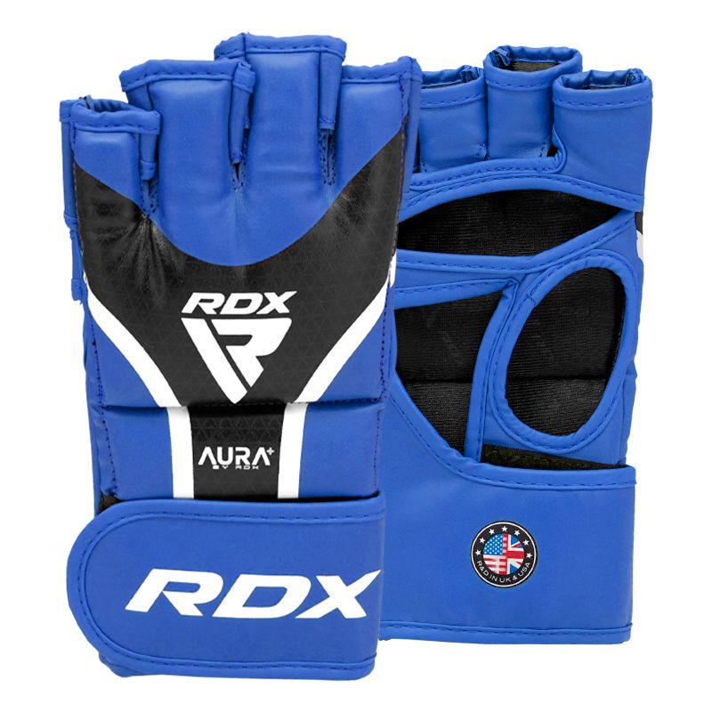 RDX mănuși de grappling Aura plus T-17, albastru-negru
