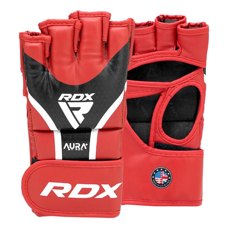 RDX mănuși de grappling Aura plus T-17, roșu-negru