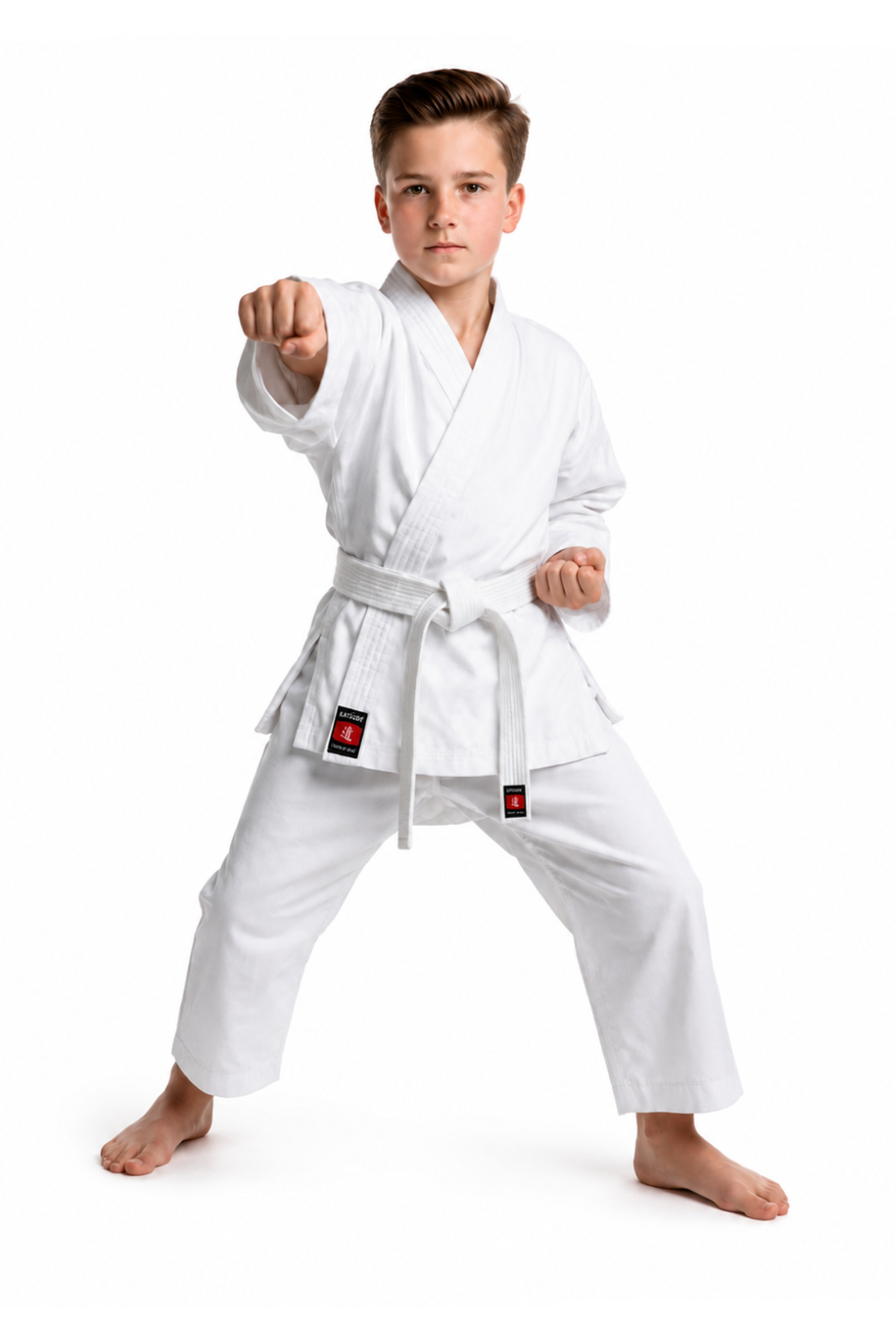 Katsudo kimono de judo pentru copii Rei 350g, alb
