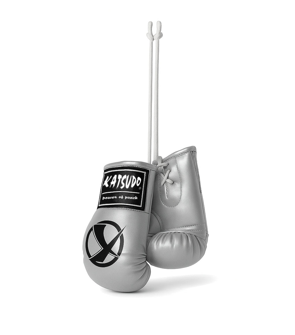 Katsudo miniatură de mănuși de box Miniglo, argintie
