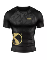 Katsudo rash guard cu mânecă scurtă Virago, negru-auriu