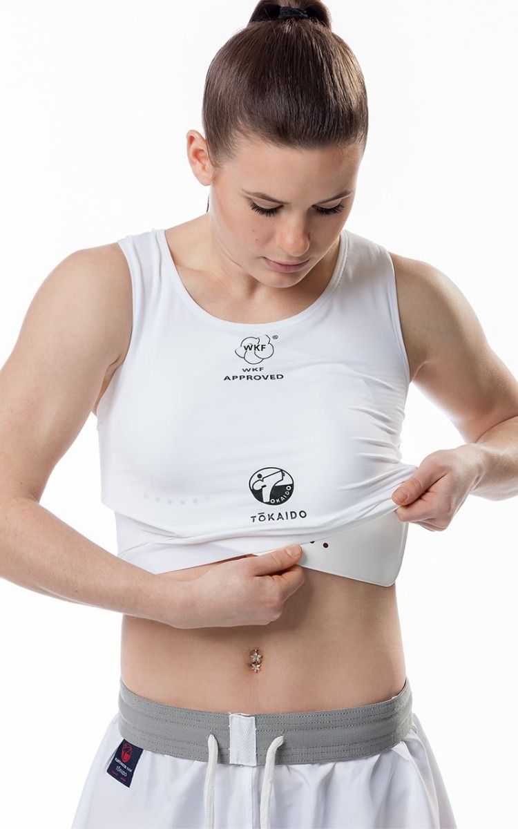 Tokaido set maiou cu protecție pentru piept WKF, alb